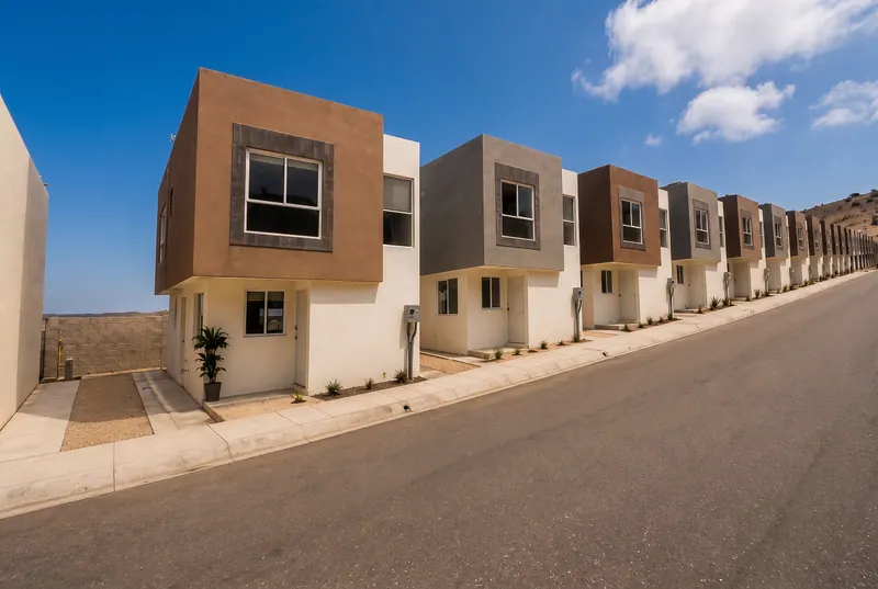Modelo Laurel, fachada y separación entre las casas